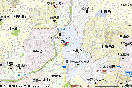 豊中本町店付近の地図